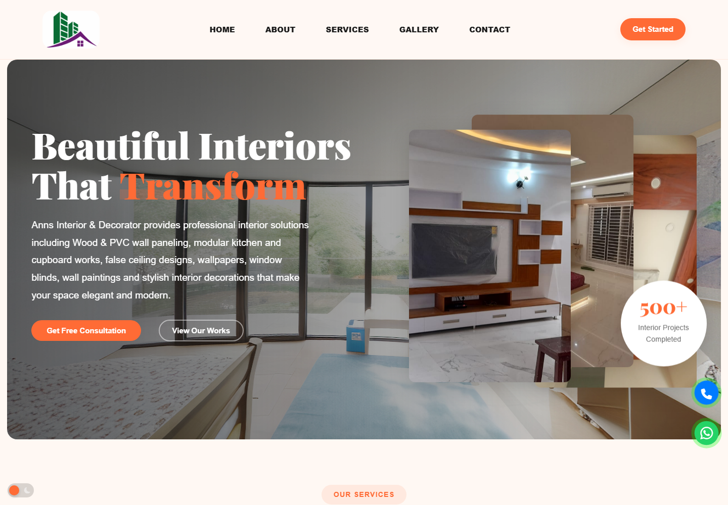 Anns Interior website screenshot